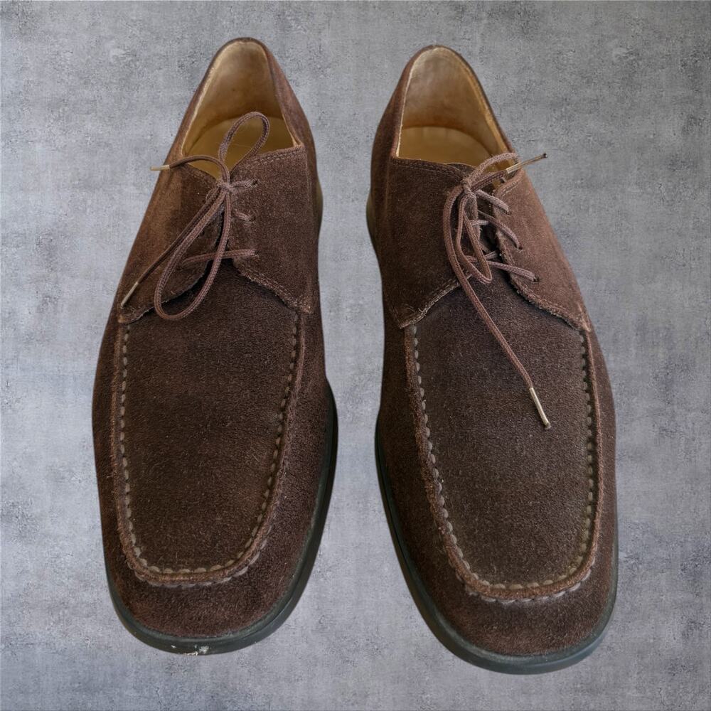 Vtg Tod's Mens Brown Suede Apron Toe Derby Shoes Size 11 Italy Lace Up Old Money